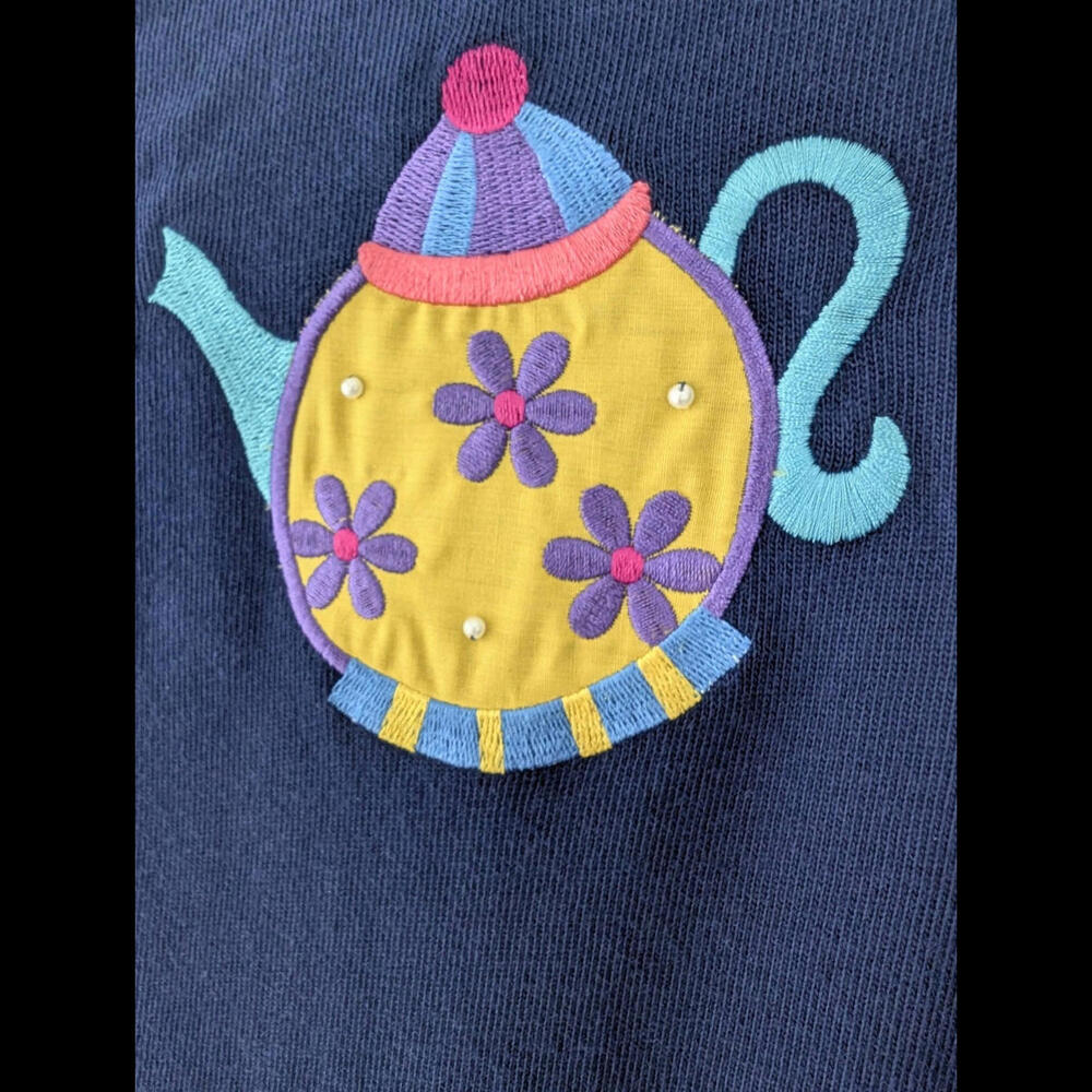 Quacker Factory Navy Tea Cup & Teapot Two-Piece Tunic Skirt Set Small - Picture 8 of 8